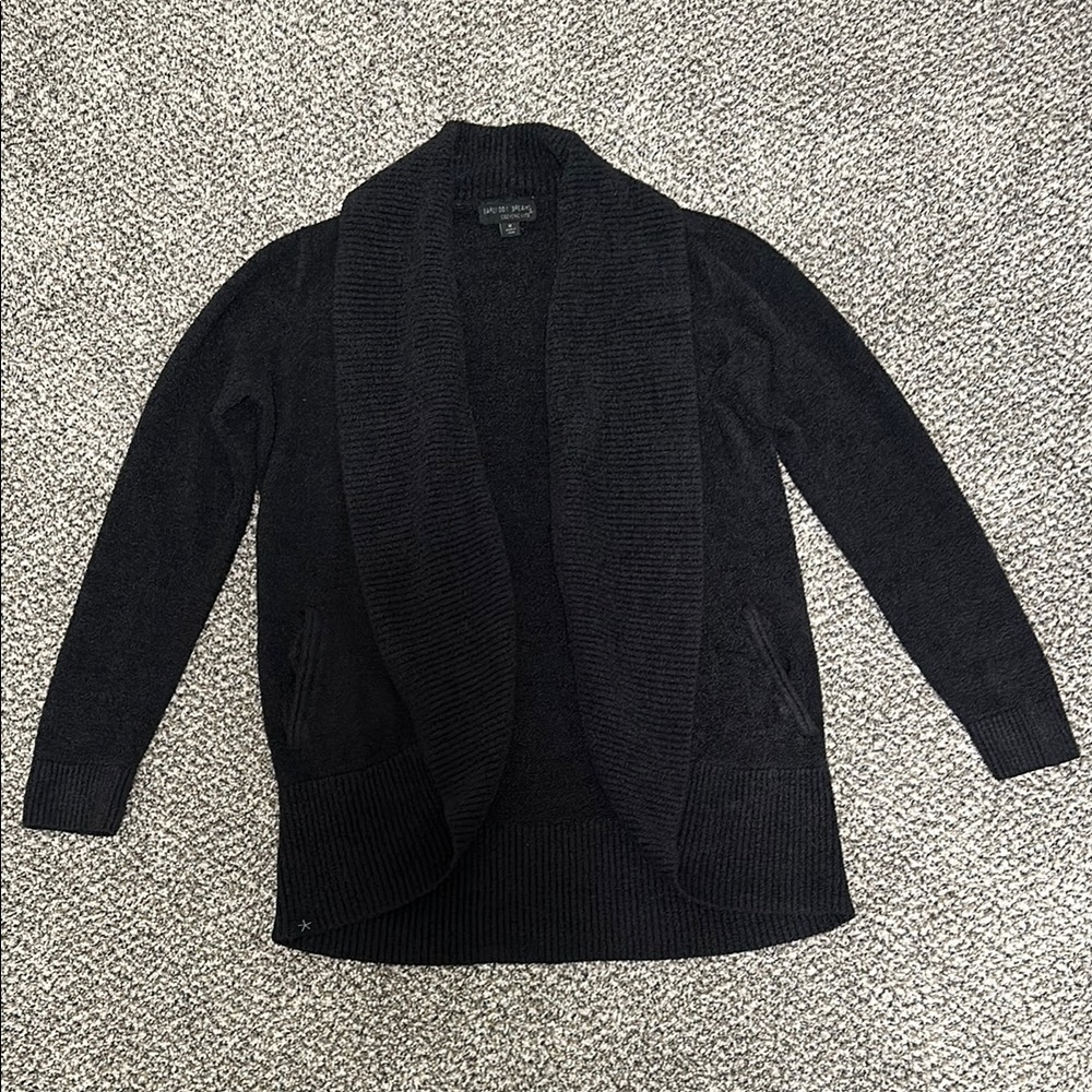 Barefoot Dreams Cozy Chic Lite Black Shawl Cardigan Medium